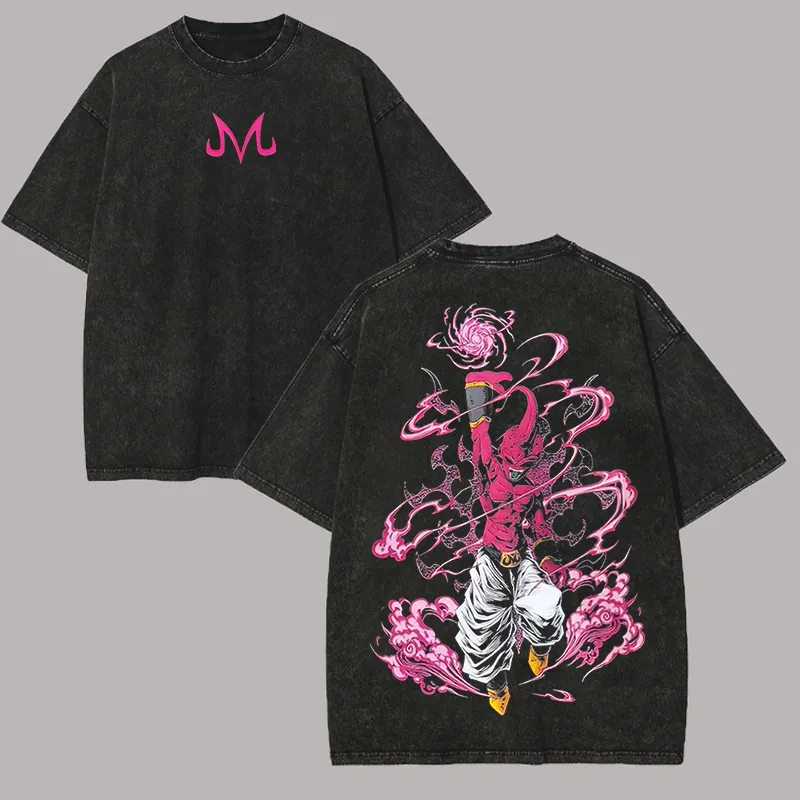 Acid Wash Vintage Graphic T Shirt - Kid Buu T Shirt Dragon Ball