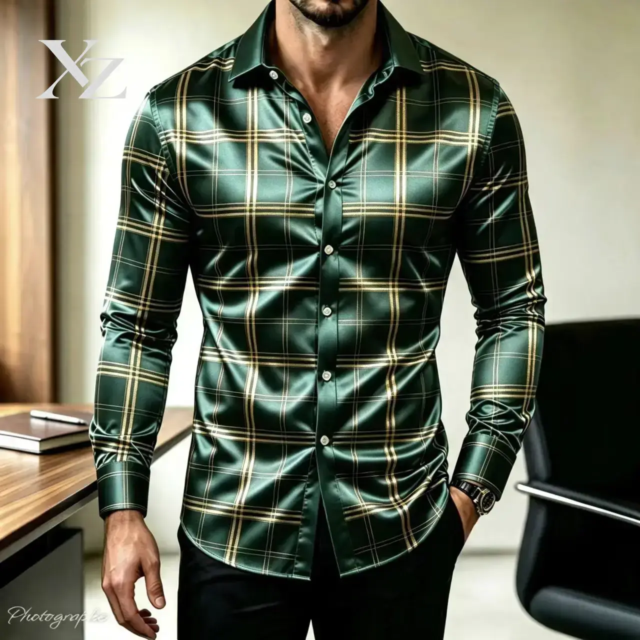 Hot Sale Men's Slim Fit Long S - Mens Satin Silk Dress Shirt 评论和价格