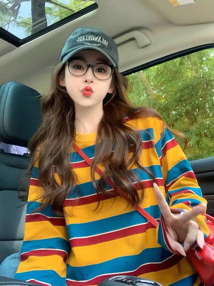 Women Color Block Striped Long - T-Shirts 评论和价格