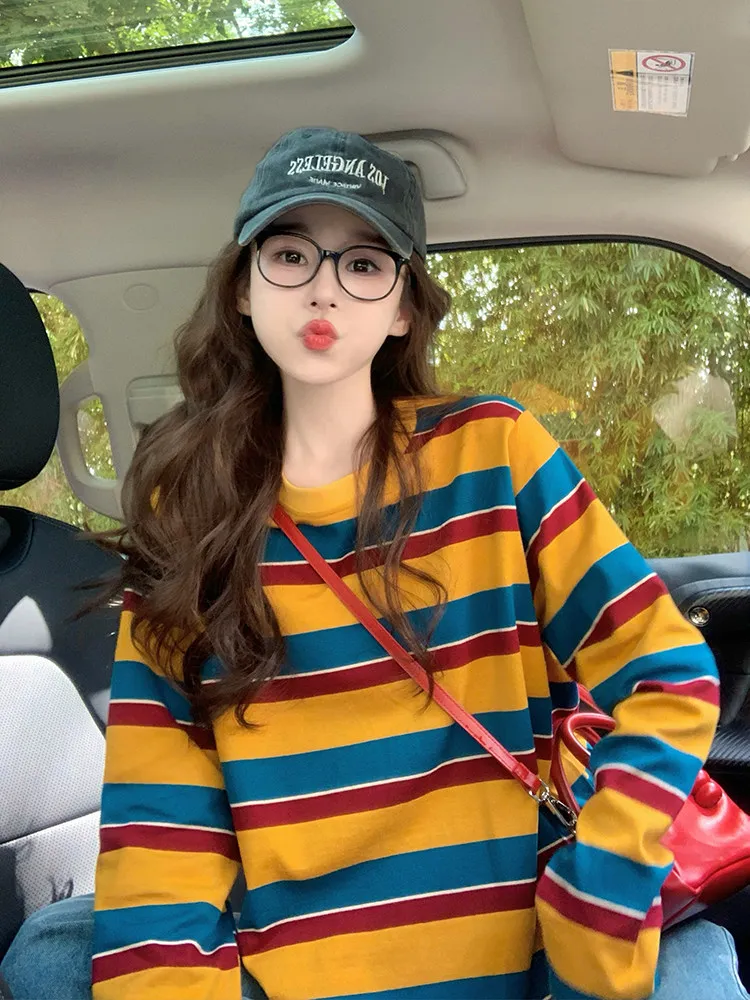 Women Color Block Striped Long - T-Shirts 评论和价格